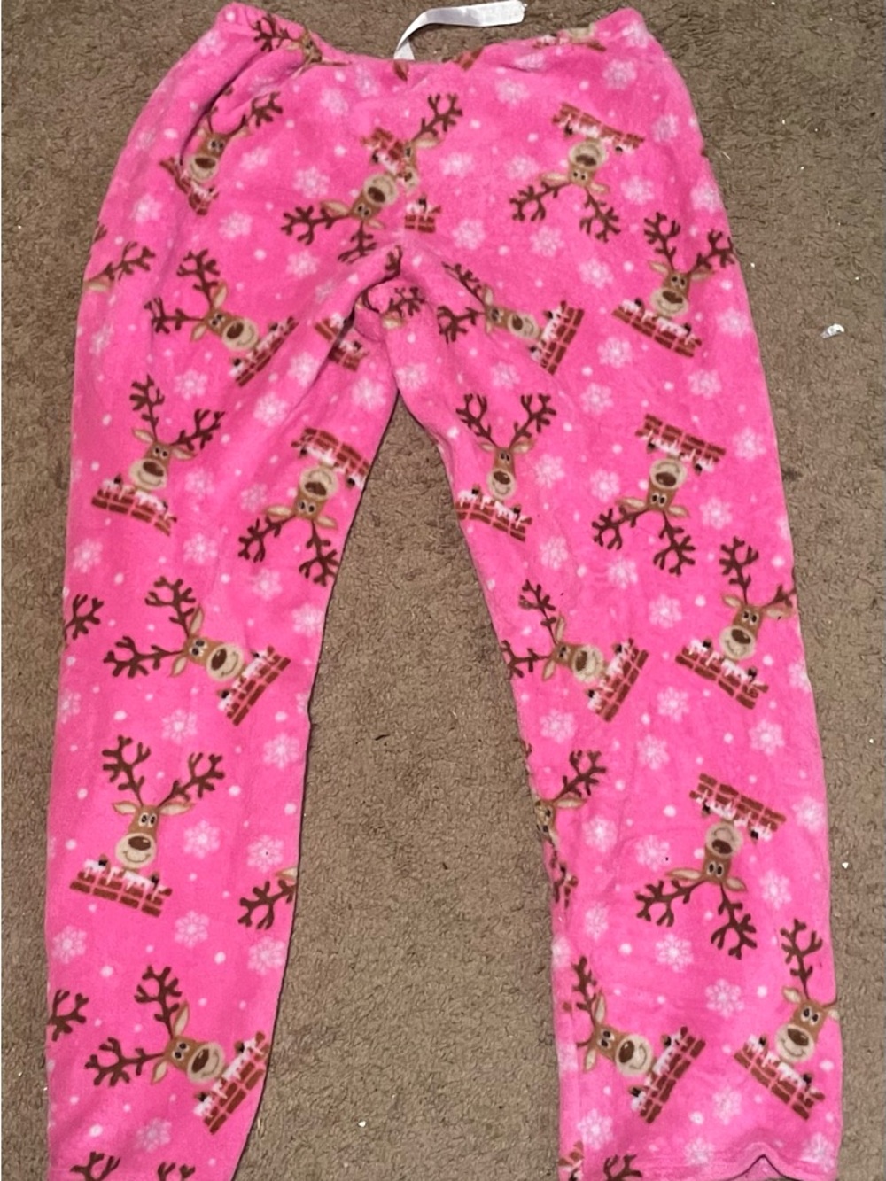Cozy Pink Reindeer Fleece Pajama Pants